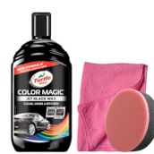 Turtle Wax 500 ml + Uygulama Süngeri + BezRenk Yenileyici Siyah Cila