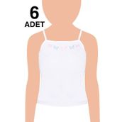 Tutku BEYAZ-4 Beyaz 6 Adet İp Askılı Kız Atlet