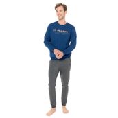 U.. POLO ASSN. Dar Paça Dokuma Pijama Takımı, S, USPA18928W25-26, Indigo, erkek