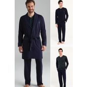 U.s. Polo 12002 Çeyizlik 5'li Erkek Pijama Röbdöşambır Takım Lacivert-S