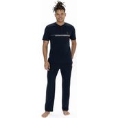 U.S. Polo Assn. 18901 Erkek Kısa Kollu Yakası Düğmeli Pijama Takımı-Lacivert