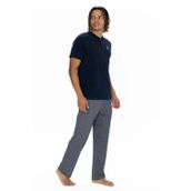 U.S. Polo Assn. 18907 Erkek Kısa Kollu Yakası Düğmeli Pijama Takımı-Lacivert