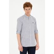 U.S. Polo Assn. 50288924-VR024 Gri Hakim Yaka Çizgili Erkek Gömlek