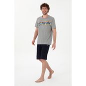 U.S. Polo Assn. Erkek Bisiklet Yaka Gri Melanj Pijama Takımı 50309481-vr086