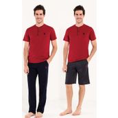 U.s. Polo Assn. Erkek Bordo 3 Lü Pijama Takım