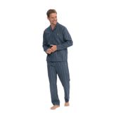U.S. Polo Assn. Erkek Dokuma Pijama Takım, Boydan Düğmeli Uzunkol Çizgili Pijama Takım