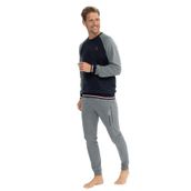 U.S. Polo Assn. Erkek Pijama Takımı, Uzun Kollu, Yuvarlak Yaka, Antrasit Melanj, L Beden