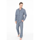 U.S Polo Assn. Erkek Uzun Kollu Önden Düğmeli Pijama Takımı, Lacivert, S Beden