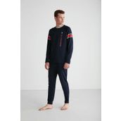 U.S. Polo Assn. Erkek Uzun Kollu Yuvarlak Yaka Pijama Takımı - LACİVERT S