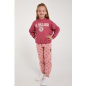 U.S. Polo Assn. Lisanslı Gül Kurusu Kız Çocuk Lastik Detaylı Eşofman Takım