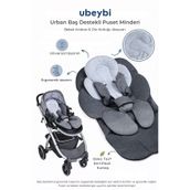 ubeybi Urban Baş Destekli Puset Minderi - Universal Bebek Arabası Oto Koltuğu Ve Mama Sandalyesi Mat (Gri)