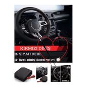 Ucuzasepetim Ucuzasepetim Peugeot 407 Deri Direksiyon Kılıfı Dikmeli Kırmızı Dikişli