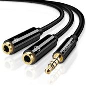 Ugreen Mikrofon Ve Kulaklık Ayırıcı 3.5 mm Siyah Y Kablo