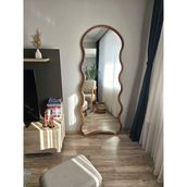 Uğurlu Ayna 180x70 cm Doğal Ahşap Çerçeveli El Yapımı Ceviz Renk Bulut Form Boy Aynası