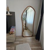 Uğurlu Ayna 180X75 Asimetrik Boy Aynası – Doğal Ahşap Çerçeveli El Yapımı Ceviz Duvar Aynası