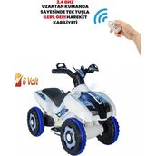 UJ Toys Kumandalı Akülü Araba 6 Volt 2-4 Yaş - Beyaz - Mavi