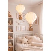UltraMint Çocuk Odası Sıcak Hava Balonu Sarkıt Tavan Lambası Seti - Seçenek 1 - Ahşap - Bej - Siyah