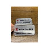 umurcraft Yaka Kartı İsimlik Metal 3 Adet İğneli Logo Baskılı Premium Dikdörtgen (Gümüş)