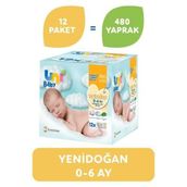 Uni Baby Yenidoğan 12'li 480 Yaprak Islak Pamuk Mendil