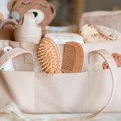Uniklook Bebek Bezi Caddy Sepet Araba Organizatörü, Saklama Sepeti, Bebek Bezi ve Mendil için Çöp Kovası, Vegan Deri, Kız ve Erkek Bebek için Lüks Dolgulu Caddy Arabası, Kreş Sepeti (Blanc)