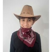Uniquetrenders Çocuk Unisex 8 - 14 Yaş Süet Kovboy Şapkası Bordo Bandana Hediye Koruma Kutulu Gönderim Capuccino 54 CM