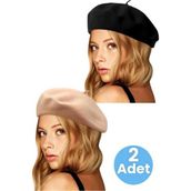 Uniquetrenders Kadın Fransız 2'Li Ressam Bere Siyah - Vizon