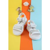Unisex Çocuk Sandalet Önü Kapalı Sandalet Renkli Kız Sandalet Ortopedik Sandalet Yeni Sezon Sandalet - Beyaz