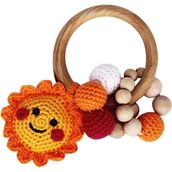 Unisex Güneş Halkalı Turuncu Sarı Amigurumi Diş Kaşıyıcı - Renkli