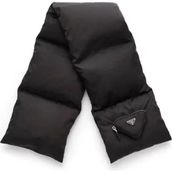 Unisex Plakalı Yün ve Re-Naylon Atkı - Siyah - M