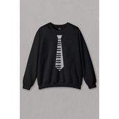 Unisex Siyah Sweatshirt Kravat Piyano Piano Tıe Suit Up Baskılı Sweat