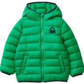 United Colors of Benetton 2TWDCN018 Yeşil Logolu İnce Puffer Erkek Çocuk Mont