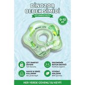 Upstyle Bebek Yüzme Simidi Şişmeli Dinozor Temalı Tutma Yerli Çift Emniyetli 0-12 Ay Yeşil Deniz Havuz Simid