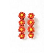 Uretti - Hülya 6683 El Yapımı Çiçek Desenli Polimer Kil 2’li Set Klipsli Saç Tokası / 8 cm