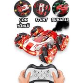 Uzaktan Kumandalı Buharlı LED Işıklı Sesli Müzikli 16 cm 360° Dönebilen Stunt Drift Atabilen Hızlı Akrobatik Araba - Kırmızı