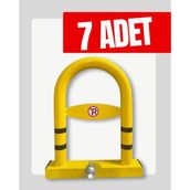UZM PARK 7 Adet U Tipi Otopark Bariyeri Asma Kilitli Yatar Kalkar Kişisel Park Bariyeri Park Demiri - Sarı - Siyah