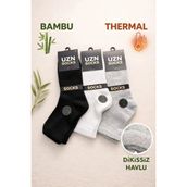 Uzn Socks 🧦 Bambu Dikişsiz Termal Erkek Çorap – 2 Çift | Üst Düzey Konfor - 40 - 44 - Siyah