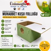 Üzümoğlu Muhabbet Kuşu Için Yuvalık Folluk Üstten Açılır Kuş Yuvalığı - Yeşil