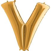 V Harf Altın 100 cm Folyo Balon