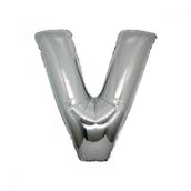 V Harf Gümüş 100 cm Folyo Balon