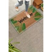 Valerine Life Beyaz Çerçeveli Palmiye Yaprakları Welcome Kapı Önü Paspası 45x70cm