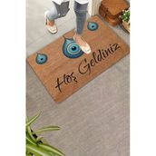 Valerine Life Bize Nazar Değmesin Üçlü Nazar Boncuğu Hoş Geldiniz Welcome Kapı Önü Paspası 45X70cm