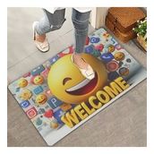 Valerine Life Gülen Surat Emoji Welcome Kapı Önü Paspası 45x70cm