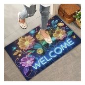 Valerine Life Neon Nilüfer Çiçekleri Welcome Kapı Önü Paspası 45x70cm