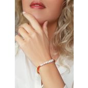 VAOOV 925 Ayar Gümüş İnci ve Akik Taşlı Bileklik