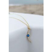 VAOOV 925 Ayar Gümüş Opal Taşli Gold Ay Kolye