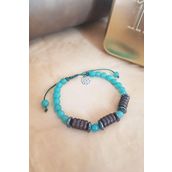 VAOOV 925 Ayar Gümüş Özel Kesim Ahşap ve Jade Taşlı Erkek Bileklik