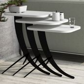 Variant Pion Metal Ayaklı 3'lü Beyaz Zigon Sehpa