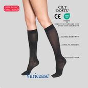Varicease 7211 Comfort Ccl-2 Orta Basınç (23-32 mmHg) Diz Altı Kapalı Burun Varis Çorabı - Siyah ve Ten -