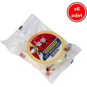 Ve-Ge Çift Taraflı Bant, 6 Adet, 36 mm x 25 M, Şeffaf, Iz Bırakmaz - Bej