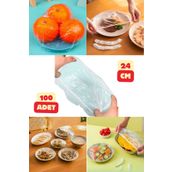Vekorr 100 Adet 24 Cm Tabak Tencere Koruma Bonesi Lastikli Tazelik Koruyucu Çok Amaçlı Mutfak Poşeti